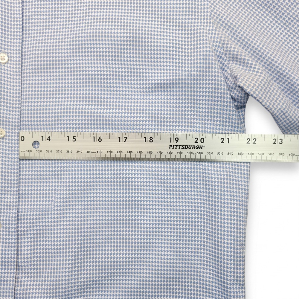 Boggi Milano New Classic Mens Blue Houndstooth Button Down Shirt Spread Collar - Picture 5 of 9